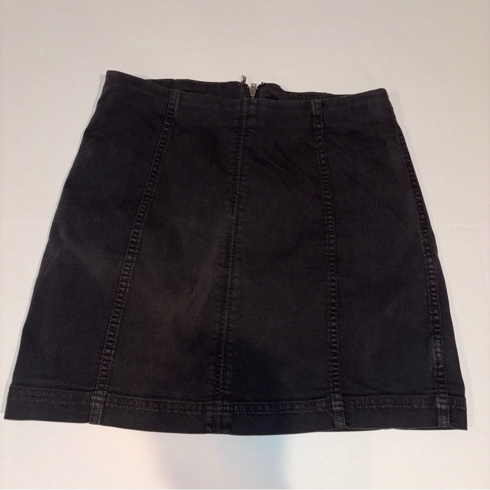 FREE PEOPLE Classic Black Denim Skirt